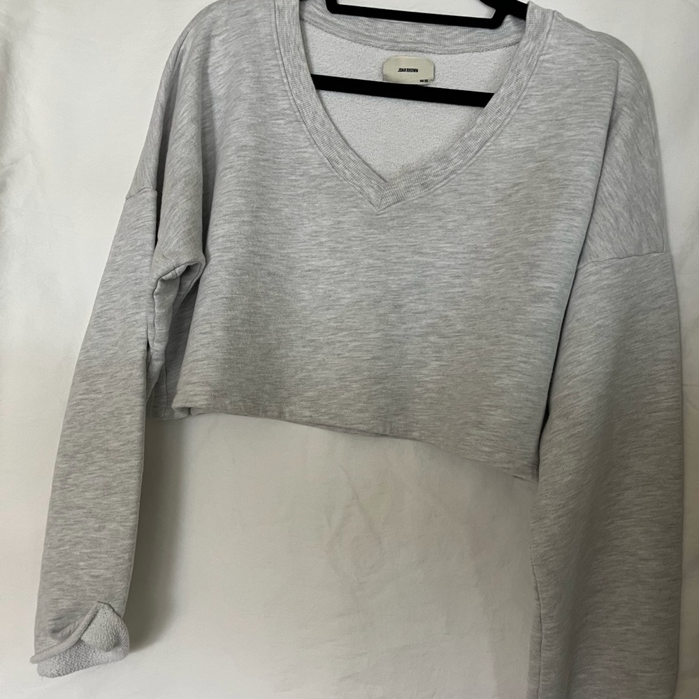 Joah Brown Cropped Sweatshirt - One Size